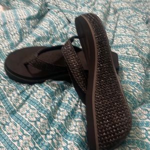 Women’s black raffia Volatile sandals